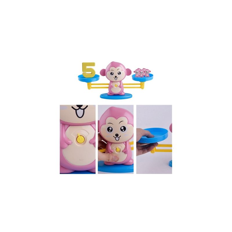 Jucarii, Copii si Bebe - Jucarii si jocuri - Jucarii & jocuri educative - Jucarii interactive - Jucarie Maimuta tip balanta invatam matematica, joc de invatare a numerelor si jucarii educative pentru copii, roz - Infinity.ro