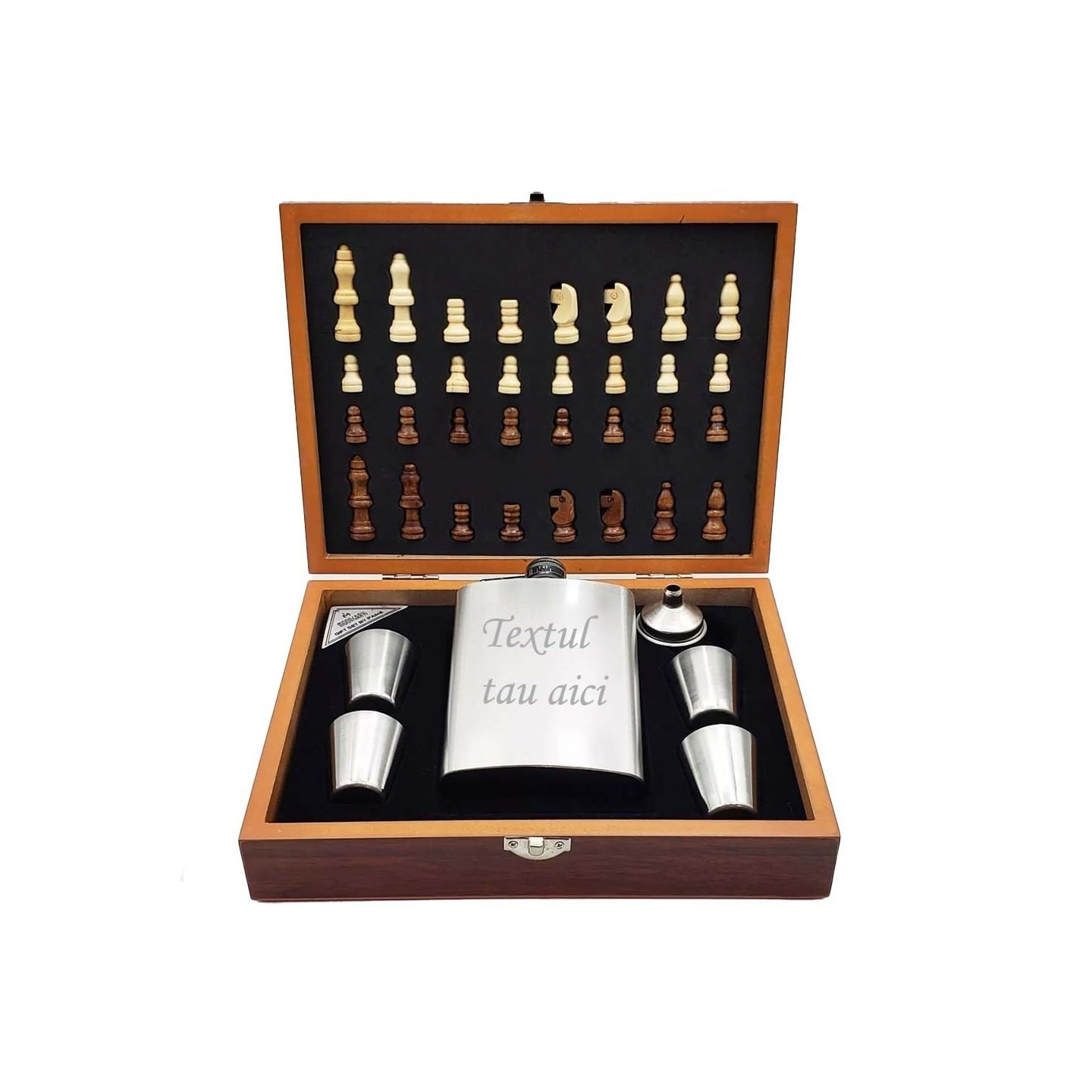 Set Sticla 4 Pahare, Palnie, Sah, Cutie Speciala Tabla De Sah, Piese De Sah, Sticla 8 Oz, Sticla Personalizata