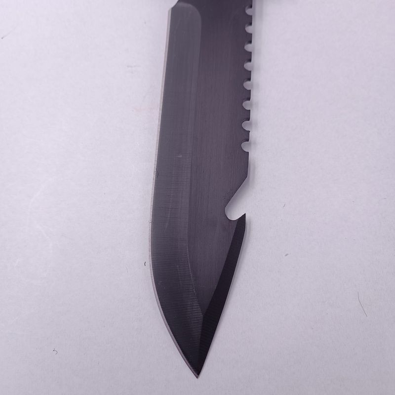 Sport si Outdoor - Camping - Cutite, bricege si accesorii - Cutite si bricege - Cutit Pumnal cu Busola, Fluier, Pila, Prindere Curea, Lama Zimtata, Otel, Teaca, 33 cm, Negru - Infinity.ro