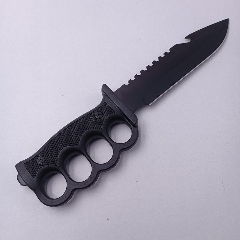 Sport si Outdoor - Camping - Cutite, bricege si accesorii - Cutite si bricege - Cutit Pumnal cu Busola, Fluier, Pila, Prindere Curea, Lama Zimtata, Otel, Teaca, 33 cm, Negru - Infinity.ro