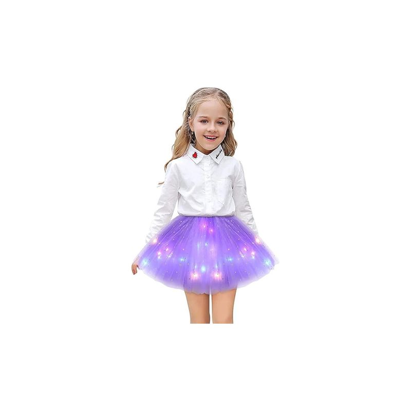 Fashion, accesorii si bijuterii - Copii - Imbracaminte copii - Fuste copii - Fusta Luminoasa cu Lumini LED, Pentru Fetite, Multicolore Incorporate, Model Stelute, 30 cm - Infinity.ro