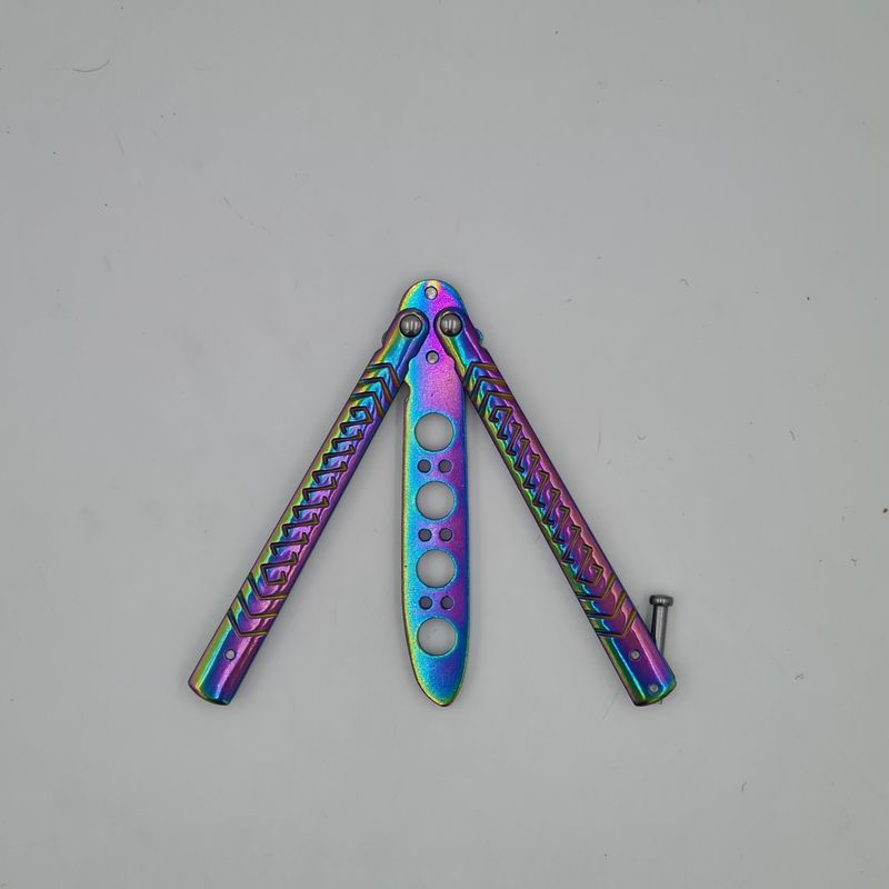 Sport si Outdoor - Camping - Cutite, bricege si accesorii - Cutite si bricege - Cutit fluture Butterfly, Balisong  22 cm, fade, fara tais, de antrenament, model incrucisat - Infinity.ro