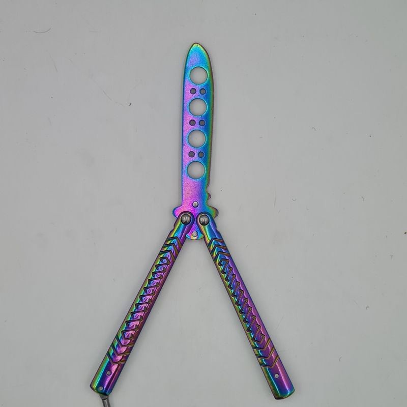 Sport si Outdoor - Camping - Cutite, bricege si accesorii - Cutite si bricege - Cutit fluture Butterfly, Balisong  22 cm, fade, fara tais, de antrenament, model incrucisat - Infinity.ro