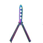 Sport si Outdoor - Camping - Cutite, bricege si accesorii - Cutite si bricege - Cutit fluture Butterfly, Balisong  22 cm, fade, fara tais, de antrenament, model incrucisat - Infinity.ro