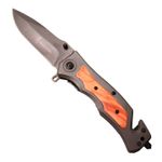 Sport si Outdoor - Camping - Cutite, bricege si accesorii - Cutite si bricege - Briceag Cu Sistem De Taiat Centura Si Dispozitiv Pentru Spart Geamuri, Maner Lemn, Prindere Curea, Metalic, 23 cm - Infinity.ro