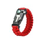 Fashion, accesorii si bijuterii - Femei - Bijuterii femei - Bratari femei - Bratara de supravietuire in aer liber, tip army, 5 in 1, paracord, busola , fluier, cutit, cremene, rosu, 26 cm - Infinity.ro