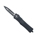 Sport si Outdoor - Camping - Cutite, bricege si accesorii - Cutite si bricege - Cutit Automat pe Buton, Dispozitiv Spart Geam, Sistem Prindere Curea, Negru, Model Linii, 24 cm - Infinity.ro