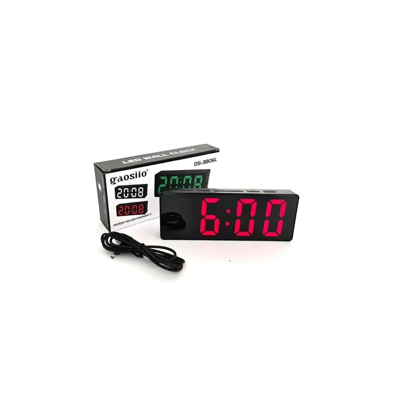Casa si Gradina - Decoratiuni - Ceasuri - Ceas De Birou, Tip Masa, Afisare Temperatura, Alarma, Alimentare USB, Cu Led Rosu, 16 X 6 Cm - Infinity.ro