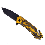 Sport si Outdoor - Camping - Cutite, bricege si accesorii - Cutite si bricege - Briceag manual, Model Navy, Auriu, Sistem Prindere la curea, Taiere Centura si spargator geamuri, Otel, 20 cm - Infinity.ro