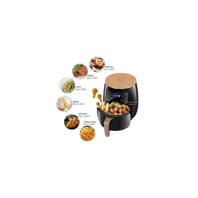Electronice si Electrocasnice - Electrocasnice bucatarie - Aparate de gatit & desert - Friteuze - Friteuza cu aer cald fara ulei air fryer capacitate 6l ecran digital functie de coacere - Infinity.ro