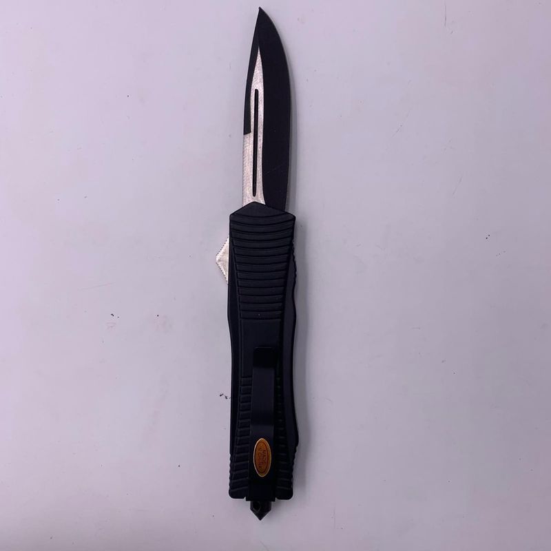 Sport si Outdoor - Camping - Cutite, bricege si accesorii - Cutite si bricege - Cutit Automat Cu Buton, Model Militar, Negru, Dispozitiv Spart Geam, Prindere La Curea, 22x2.4x1.3 cm - Infinity.ro