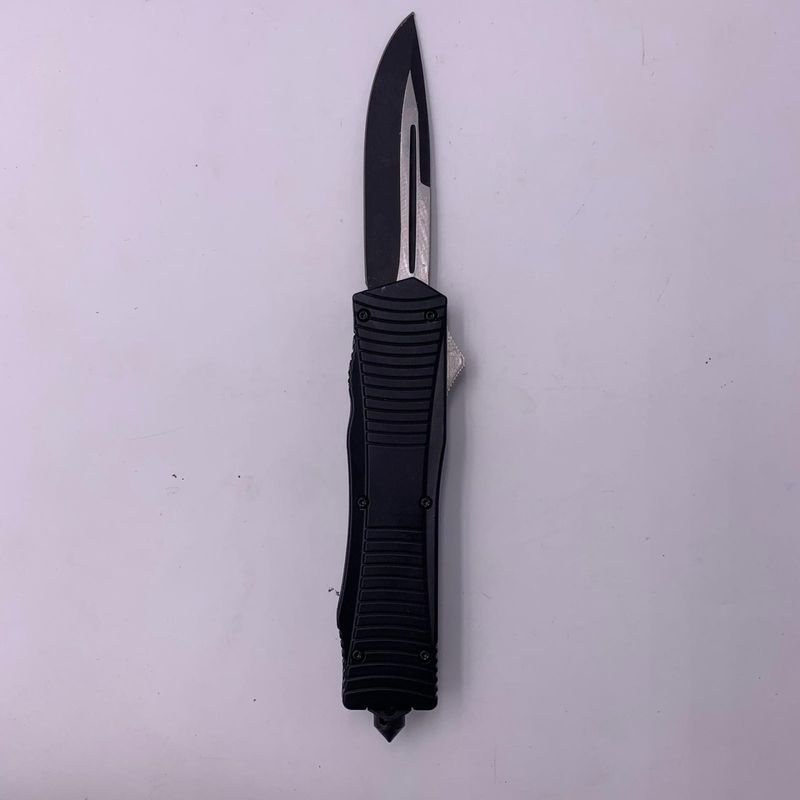 Sport si Outdoor - Camping - Cutite, bricege si accesorii - Cutite si bricege - Cutit Automat Cu Buton, Model Militar, Negru, Dispozitiv Spart Geam, Prindere La Curea, 22x2.4x1.3 cm - Infinity.ro