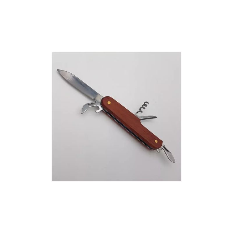 Sport si Outdoor - Camping - Cutite, bricege si accesorii - Cutite si bricege - Cutit multifunctional din otel inoxidabil si lemn cu 5 functii, Dalimag,  90 x 25 x 12 mm - Infinity.ro