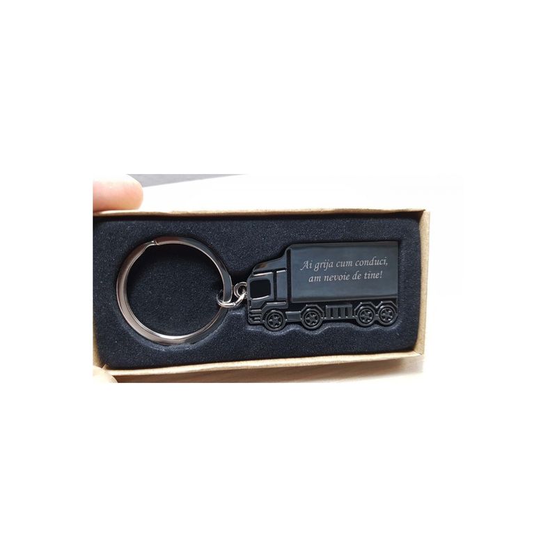 Fashion, accesorii si bijuterii - Barbati - Accesorii barbati - Alte accesorii barbati - Breloc personalizat metalic in forma de TIR. camion gravat Ai grija cum conduci. am nevoide de tine - Infinity.ro
