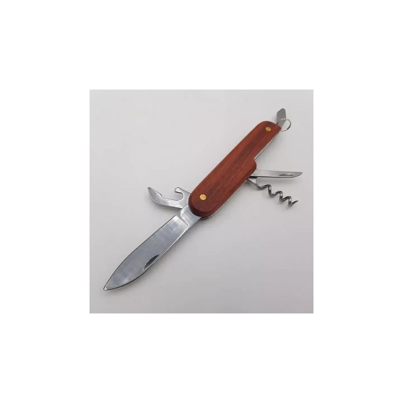 Sport si Outdoor - Camping - Cutite, bricege si accesorii - Cutite si bricege - Cutit multifunctional din otel inoxidabil si lemn cu 5 functii, Dalimag,  90 x 25 x 12 mm - Infinity.ro