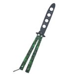 Sport si Outdoor - Camping - Cutite, bricege si accesorii - Cutite si bricege - Cutit fluture Butterfly, Balisong  21.50cm, cap de mort verde M2, fara tais, de antrenament - Infinity.ro