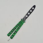 Sport si Outdoor - Camping - Cutite, bricege si accesorii - Cutite si bricege - Cutit fluture Butterfly, Balisong  22 cm, cranii m2, verde, fara tais, de antrenament, model cercuri - Infinity.ro