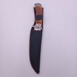 Sport si Outdoor - Camping - Cutite, bricege si accesorii - Cutite si bricege - Cutit de Vanatoate din Otel Inoxidabil, Model Scoarta Copac, Husa cu Prindere Curea Textila, 31 cm - Infinity.ro