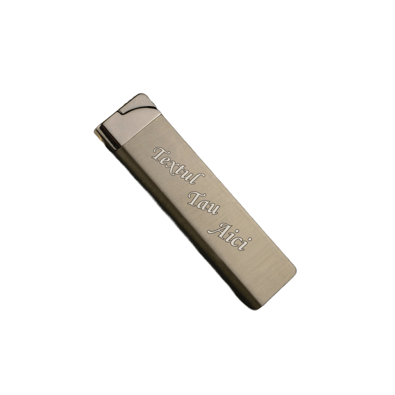 Market - Tutun si tigari - Articole si accesorii tutun - Bricheta cu Flacara Verde, Personalizata cu Textul Tau, Model Slim de Metal, Antivant, Reincarcabil, 8 cm - Infinity.ro