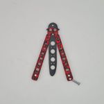 Sport si Outdoor - Camping - Cutite, bricege si accesorii - Cutite si bricege - Cutit fluture Butterfly, Balisong  22 cm, cranii m2, rosu, fara tais, de antrenament, model cercuri - Infinity.ro