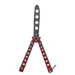 Sport si Outdoor - Camping - Cutite, bricege si accesorii - Cutite si bricege - Cutit fluture Butterfly, Balisong  22 cm, cranii m2, rosu, fara tais, de antrenament, model cercuri - Infinity.ro