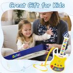 Jucarii, Copii si Bebe - Jucarii si jocuri - Jucarii de rol - Instrumente muzicale de jucarie - Chitara de Jucarie Pentru Copii cu Agatatoare de Gat, Microfon, Lumini si Sunete, 44 cm, Multicolor - Infinity.ro