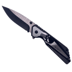 Sport si Outdoor - Camping - Cutite, bricege si accesorii - Cutite si bricege - Briceag The Punisher, Deschidere Automata a Lamei pe Buton, Prindere Curea, 20 cm, Metalic, Fade, Negru - Infinity.ro