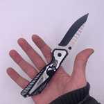 Sport si Outdoor - Camping - Cutite, bricege si accesorii - Cutite si bricege - Briceag The Punisher, Deschidere Automata a Lamei pe Buton, Prindere Curea, 20 cm, Metalic, Fade, Negru - Infinity.ro