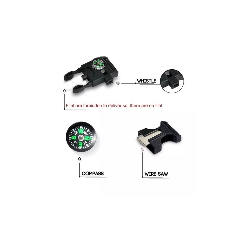 Fashion, accesorii si bijuterii - Femei - Bijuterii femei - Bratari femei - Bratara de supravietuire in aer liber, tip army, 5 in 1, paracord, busola , fluier, cutit, cremene, albastra, 26 cm - Infinity.ro