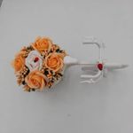 Market - Cadouri - Flori si aranjamente - Aranjament floral, trandafiri, portocalii "Bicicleta cu flori zambarete", flori de sapun, 22x15x12 cm - Infinity.ro