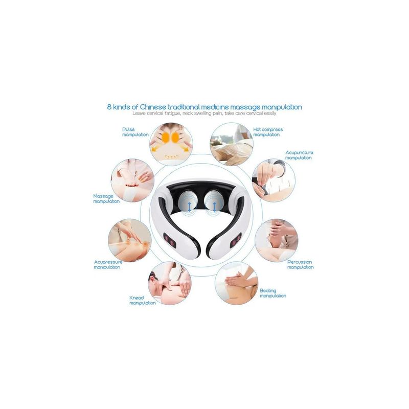 Ingrijire personala si Cosmetice - Sanatate si wellness - Articole wellness - Aparate si dispozitive de masaj - Aparat de Masaj Electromagnetic Pentru Gat si Spate, Alb, Design Ergonomic, 16 Niveluri de Intensitate - Infinity.ro