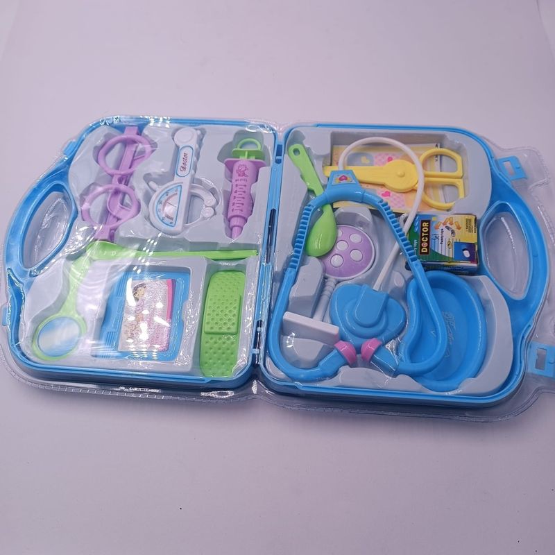 Jucarii, Copii si Bebe - Jucarii si jocuri - Jucarii de rol - Set joaca doctor - Trusa Medicala de Jucarie Pentru Copii, 11 Piese, Valiza Depozitare, 37 cm, Albastru - Infinity.ro