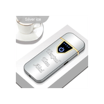Market - Tutun si tigari - Articole si accesorii tutun - Bricheta Electronica cu Incarcare USB, Personalizata cu Textul Tau, Buton cu Lumina, Cu Senzor De Amprenta, 7 cm - Infinity.ro