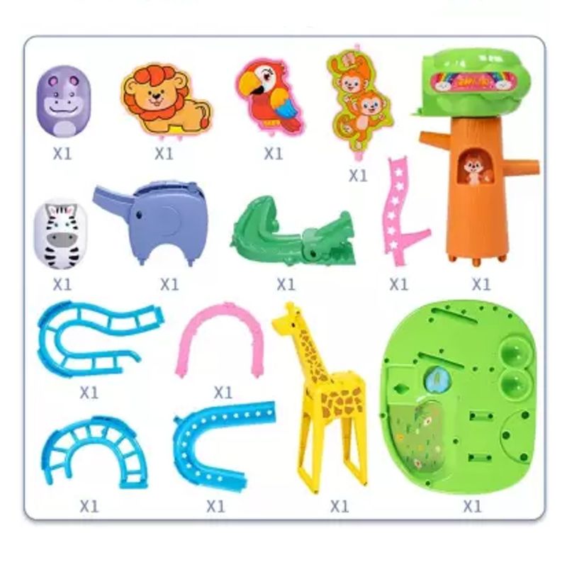 Jucarii, Copii si Bebe - Jucarii si jocuri - Seturi de constructie si cuburi - Seturi de constructie - Tobogan de jucarie, constructie, cu animale si 2 jucarii magnetice dragute, 25 cm - Infinity.ro