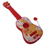 Jucarii, Copii si Bebe - Jucarii si jocuri - Jucarii de rol - Instrumente muzicale de jucarie - Jucarie Chitara, rosie, model haios, pana pentru cantat - Infinity.ro