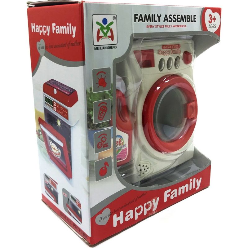 Jucarii, Copii si Bebe - Jucarii si jocuri - Jucarii de rol - Seturi de curatenie copii si accesorii - Jucarie Masina de spalat , cu baterie, din plastic, Alb/Rosu, 14 cm - Infinity.ro