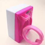 Jucarii, Copii si Bebe - Jucarii si jocuri - Jucarii de rol - Seturi de curatenie copii si accesorii - Jucarie Masina de spalat , cu baterie, din plastic, Alb/Roz, 14 cm - Infinity.ro