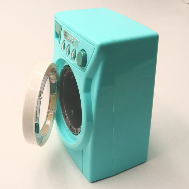 Jucarii, Copii si Bebe - Jucarii si jocuri - Jucarii de rol - Seturi de curatenie copii si accesorii - Jucarie Masina de spalat, cu baterie, din plastic, verde, 14 cm - Infinity.ro