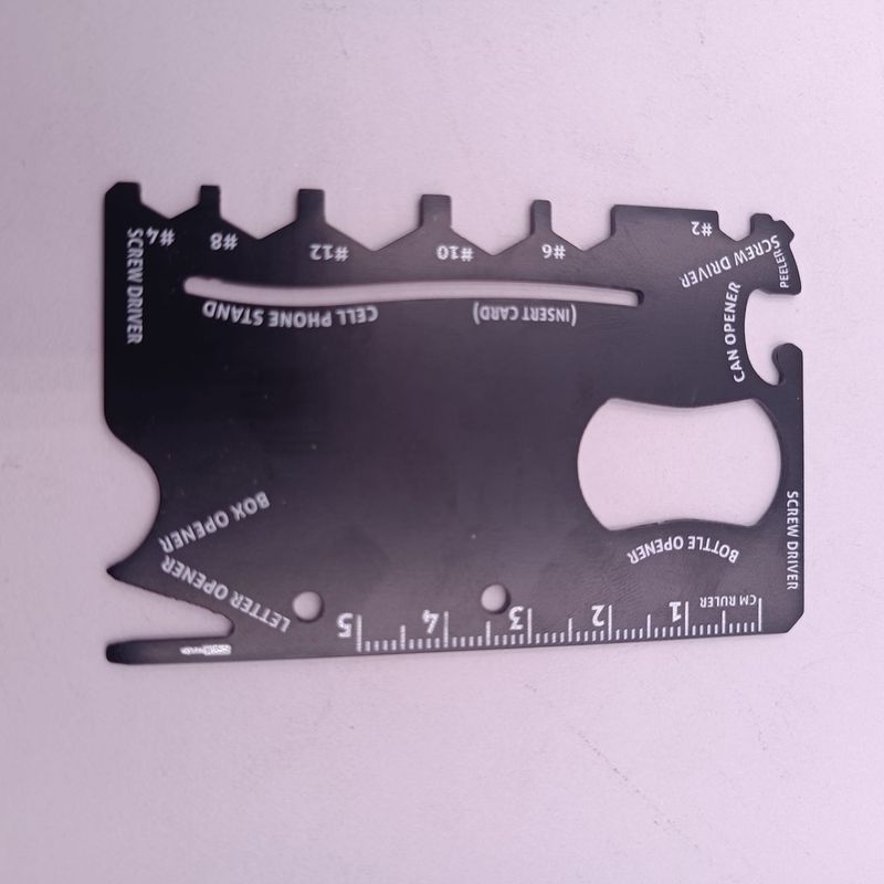 Sport si Outdoor - Camping - Cutite, bricege si accesorii - Unelte multifunctionale - Card Multifunctional din Otel Inoxidabil, Diferite Accesorii, 9 cm, Negru - Infinity.ro