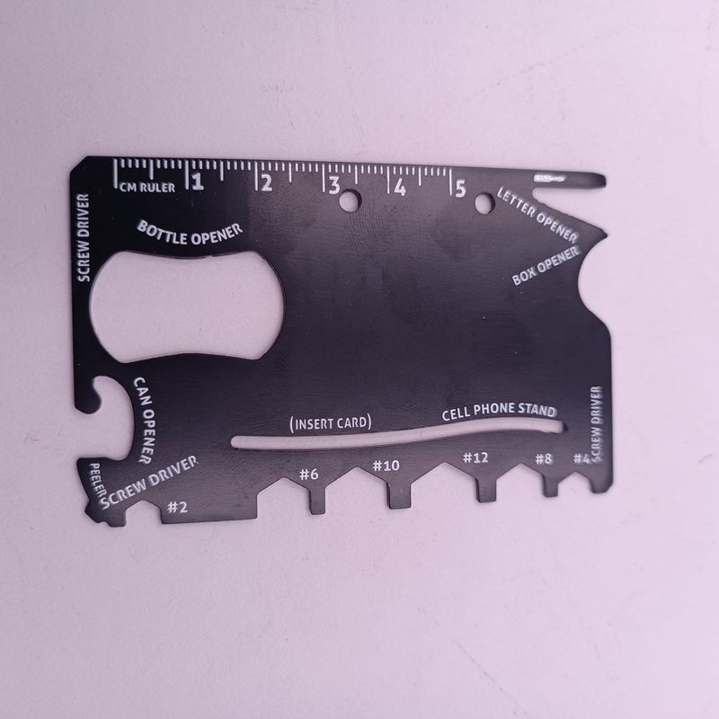 Sport si Outdoor - Camping - Cutite, bricege si accesorii - Unelte multifunctionale - Card Multifunctional din Otel Inoxidabil, Diferite Accesorii, 9 cm, Negru - Infinity.ro