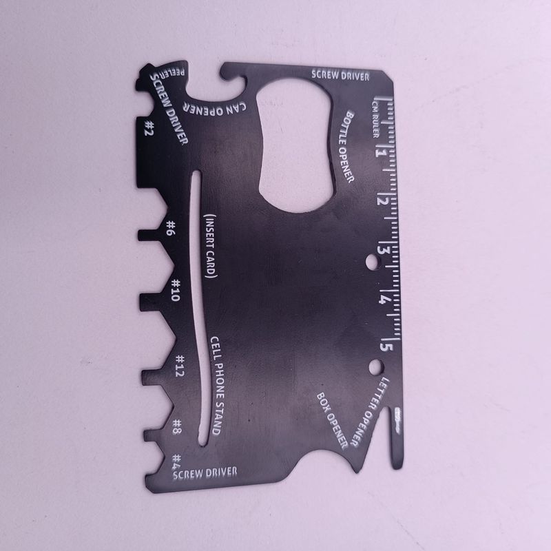 Sport si Outdoor - Camping - Cutite, bricege si accesorii - Unelte multifunctionale - Card Multifunctional din Otel Inoxidabil, Diferite Accesorii, 9 cm, Negru - Infinity.ro