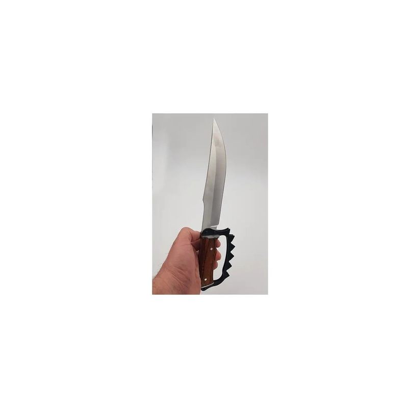 Sport si Outdoor - Camping - Cutite, bricege si accesorii - Cutite si bricege - Cutit Pumnal cu Lama din Otel Inoxidabil, Maner Lemn, Husa Textila cu Prindere Curea, 32 cm - Infinity.ro