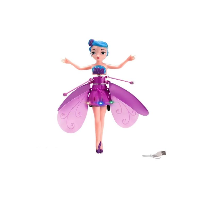 Jucarii, Copii si Bebe - Jucarii si jocuri - Papusi si accesorii - Papusi - Papusa Pixie zburatoare, cu aripi, USB, ABS, 6 ani+, Mov - Infinity.ro