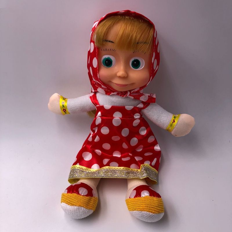 Jucarii, Copii si Bebe - Jucarii si jocuri - Papusi si accesorii - Papusi - Papusa Masha si Ursul, Masha Cantareata, Rochita Rosie cu Buline - Infinity.ro