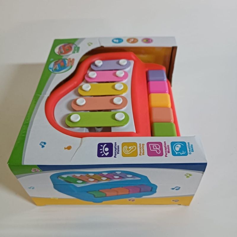 Jucarii, Copii si Bebe - Jucarii si jocuri - Jucarii de rol - Instrumente muzicale de jucarie - Pian si Xilofon, Sunete, 2 Bete, 19 cm, Multicolor - Infinity.ro