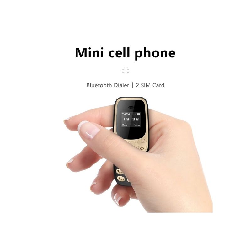 Laptop, Telefoane si Tablete - Telefoane mobile si accesorii - Telefoane Mobile - Mini Telefon Dual SIM cu Radio FM si Bluetooth, 68x28x12mm, Albastru - Infinity.ro