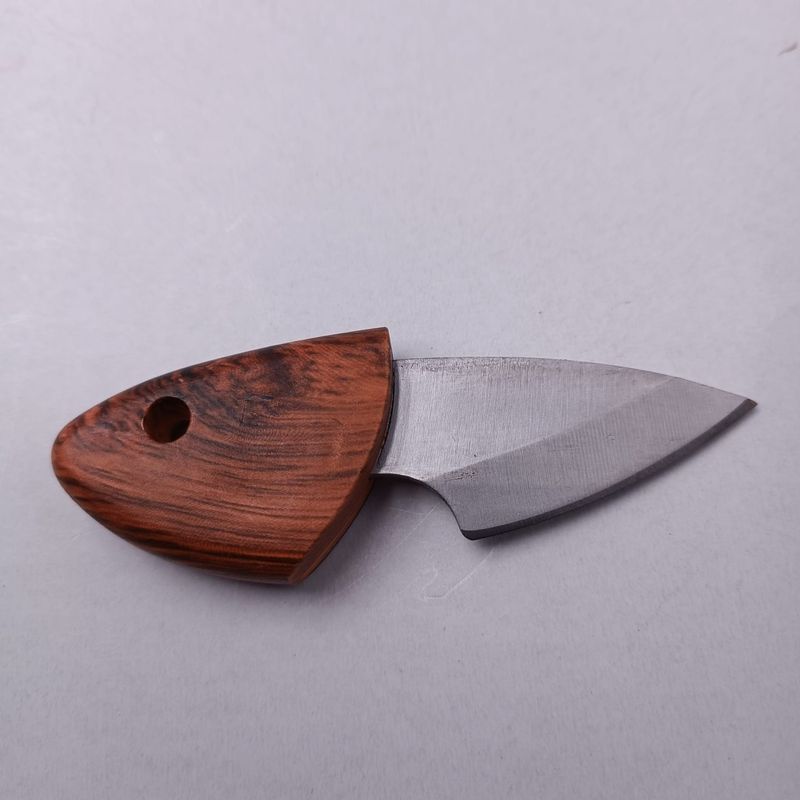 Sport si Outdoor - Camping - Cutite, bricege si accesorii - Cutite si bricege - Mini Cutit cu Teaca din Lemn, Agatatoare, Lama Otel Inoxidabil, 10 cm, Maro - Infinity.ro