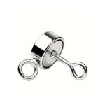 Casa si Gradina - Constructii - Feronerie si accesorii - Suruburi, dibluri si accesorii uz general - Magnet Foarte Puternic, 6,5 Cm x 2,5 Cm, Cu Doua Carlige Inelare Si Doua Fete - Infinity.ro