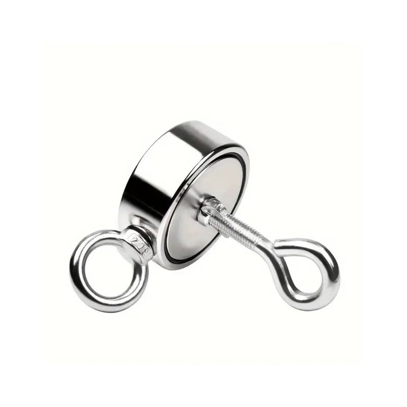Casa si Gradina - Constructii - Feronerie si accesorii - Suruburi, dibluri si accesorii uz general - Magnet Foarte Puternic, 6,5 Cm x 2,5 Cm, Cu Doua Carlige Inelare Si Doua Fete - Infinity.ro