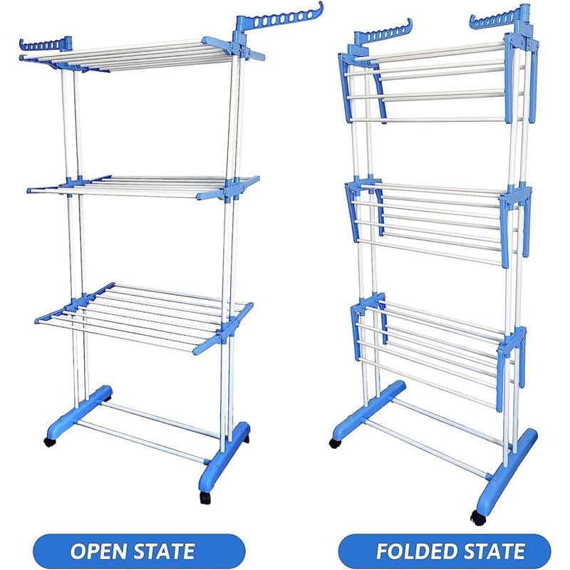 Market - Spalare si intretinere rufe - Uscatoare de rufe si accesorii - Uscator Mare de Haine pe Roti, 3 Etaje, Multifunctional, Usor de Depozitat si Mutat - Infinity.ro